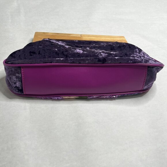 Floral Sequin Embellished Clutch With Velvet & Wooden Frame purple shein - Picture 5 of 7